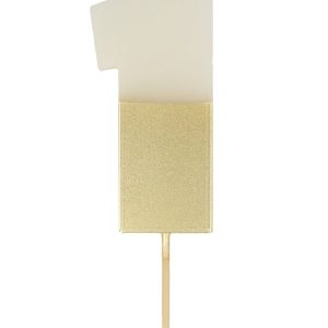 Velas 0 al 9 – números blancos con base dorada